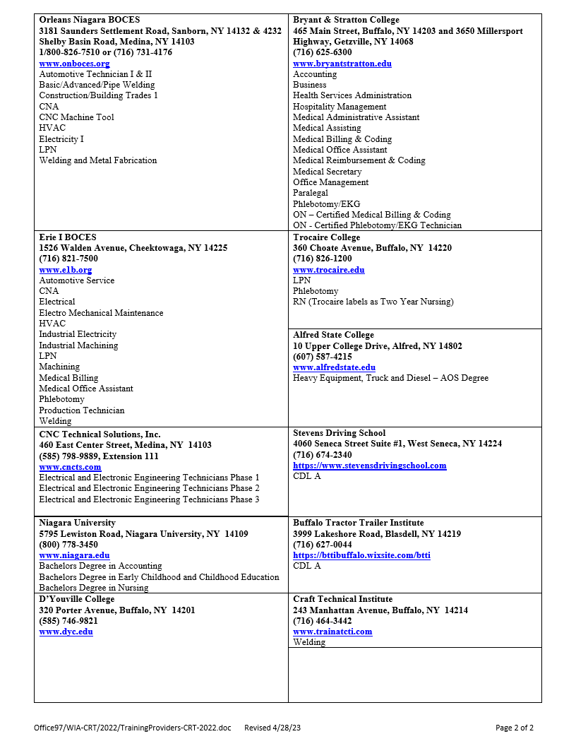 Training Providers.Pg2